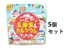 商品情報サイズ・容量個装サイズ：139X136X35mm個装重量：約100g内容量：90g(1g×90粒)製造国：日本規格【乳酸菌末、カルシウム含有食品】【原材料】ぶどう糖、乳等を使用原料とする食品(乳糖、全粉乳、植物油脂、加糖脱脂練乳、デキストリン、その他)、麦芽糖、乳酸菌末(殺菌乳酸菌、デキストリン)／貝カルシウム、結晶セルロース、クエン酸、香料、ビタミンC、ステアリン酸カルシウム、二酸化ケイ素、甘味料(キシリトール、アスパメテーム・L-フェニルアラニン化合物)、ビタミンD、調味料(核酸等)、(一部に大豆・乳成分を含む)【栄養成分(3粒3gあたり)】エネルギー・・・9.18kcaLたんぱく質・・・0.04g脂質・・・0.19g炭水化物・・・1.83g食塩相当量・・・0.01gカルシウム・・・306mgビタミンC・・・79mgビタミンD・・・4.7μg乳酸菌・・・30億個キシリトール・・・15mg【1日あたりの摂取目安量】栄養補助食品として1日3粒を目安に良くかんでお召し上がりください。【保存方法】高温多湿・直射日光をさけて保存してください。【注意】・開封後はチャックをしっかりと閉めて保管し、お早めにお召し上がりください。・体に合わない時は、ご使用をお止めください。・まれに色が変わる場合がありますが、品質には問題ありません。【5個セット】こども乳酸菌&カルシウム チュアブル 90粒入 美味しく栄養補給！！ 商品紹介 美味しく乳酸菌、カルシウム、ビタミンC、ビタミンDが摂取できるチュアブルタイプのタブレットです。カルシウム不足の方にも美味しく召し上がれるヨーグルト風味のタブレットです。●お子様でも美味しく続けられるチュアブルタイプの栄養機能食品です。●カルシウムは骨や歯の形成に必要な栄養素です。●ビタミンDは腸管でのカルシウムの吸収を促進し、骨の形成を助ける栄養素です。●ビタミンCは皮膚や粘膜の健康維持を助けるとともに、抗酸化作用を持つ栄養素です。★こんな方におすすめです！●食生活が不規則な方●成長期のお子様等に●カルシウム不足が気になる方 1