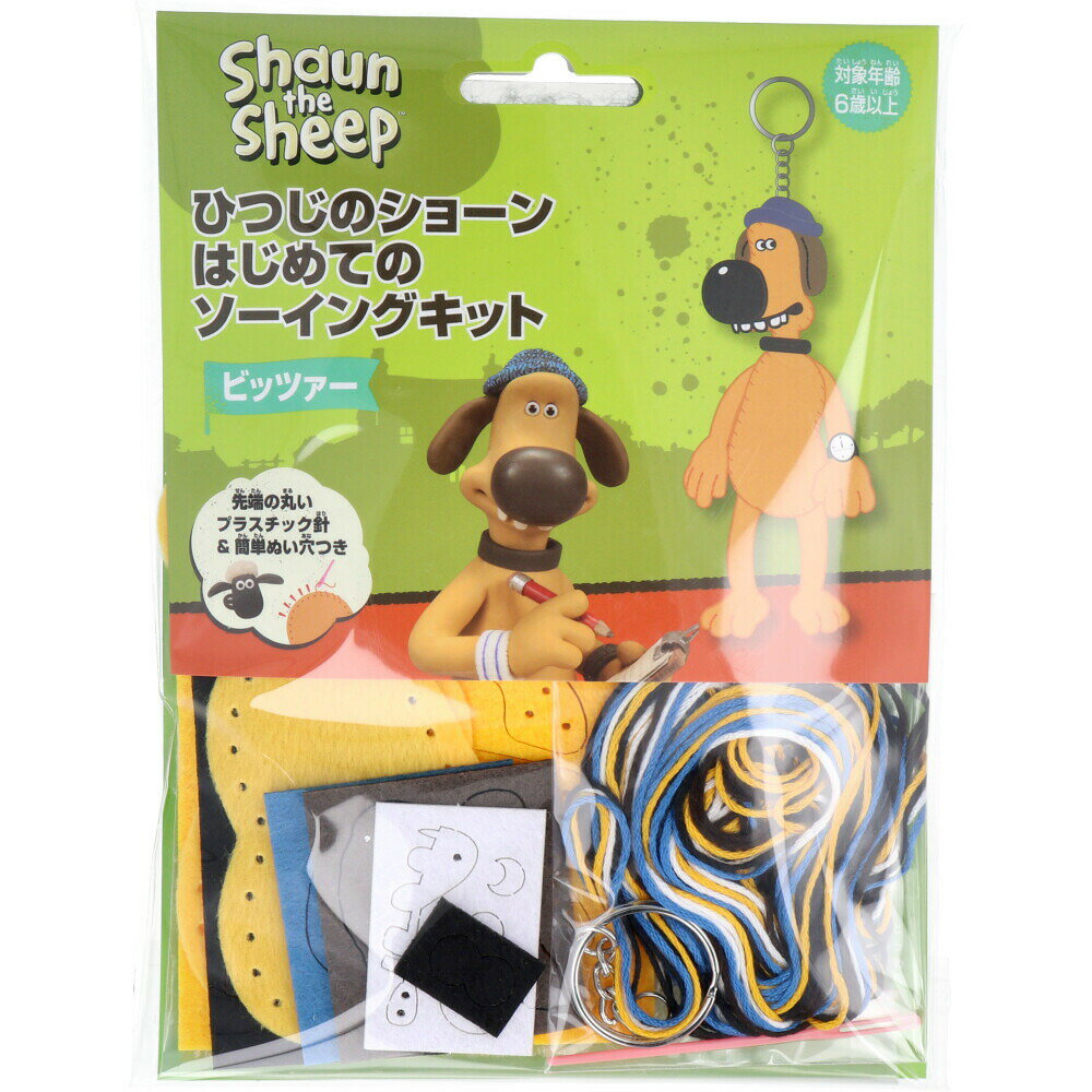 商品情報サイズ・容量個装サイズ：140X180X20mm個装重量：約30g内容量：1セット製造国：中国規格【完成サイズ】幅9×高さ18cm(マスコット)【材質】布、糸、綿：ポリエステルキーホルダー：鉄縫い針：ABS【注意】★警告保護者の方へ必ずお読みください。・小部品があります。 誤飲、窒息の危険がありますので、3歳未満のお子様には絶対に与えないでください。・火の側に近づけないでください。・針は機能上尖っていますので危険です。 目を突いたりしないでください。・必ず保護者のもとで遊ばせてください。 思わぬ事故の恐れがありますので、遊んだ後は、は必ず3歳未満のお子様の手の触れない所に保管してください。・縫い糸を首にかけてふざけたり、乱暴な遊びをしないでください。窒息などの危険があります。・縫い糸を指などに巻きつけないでください。血がかよわなくなる危険があります。・ハサミを使用する部分がありますので、 お取り扱いには注意してください。・透明袋は梱包材ですので開封後はすぐに捨ててください。・安全のため、破損や変形、故障している時は使用しないでください。・廃棄するときは、自治体の廃棄物処理の指示に従ってください。発売元：株式会社尾上萬広告文責：株式会社Office Kanna　TEL：082-847-2414【当選確率2分の1！1等最大100%ポイントバック】ひつじのショーン はじめてのソーイングキット ビッツァー 1セット 1セットでキャラクターマスコットができるキットです！ おうち時間に大活躍！ ●先端の丸いプラスチック針を使うのでお子様にも安心！●生地に開いたパンチ穴を縫って、綿を詰めていくだけでマスコットが作れます！ 1