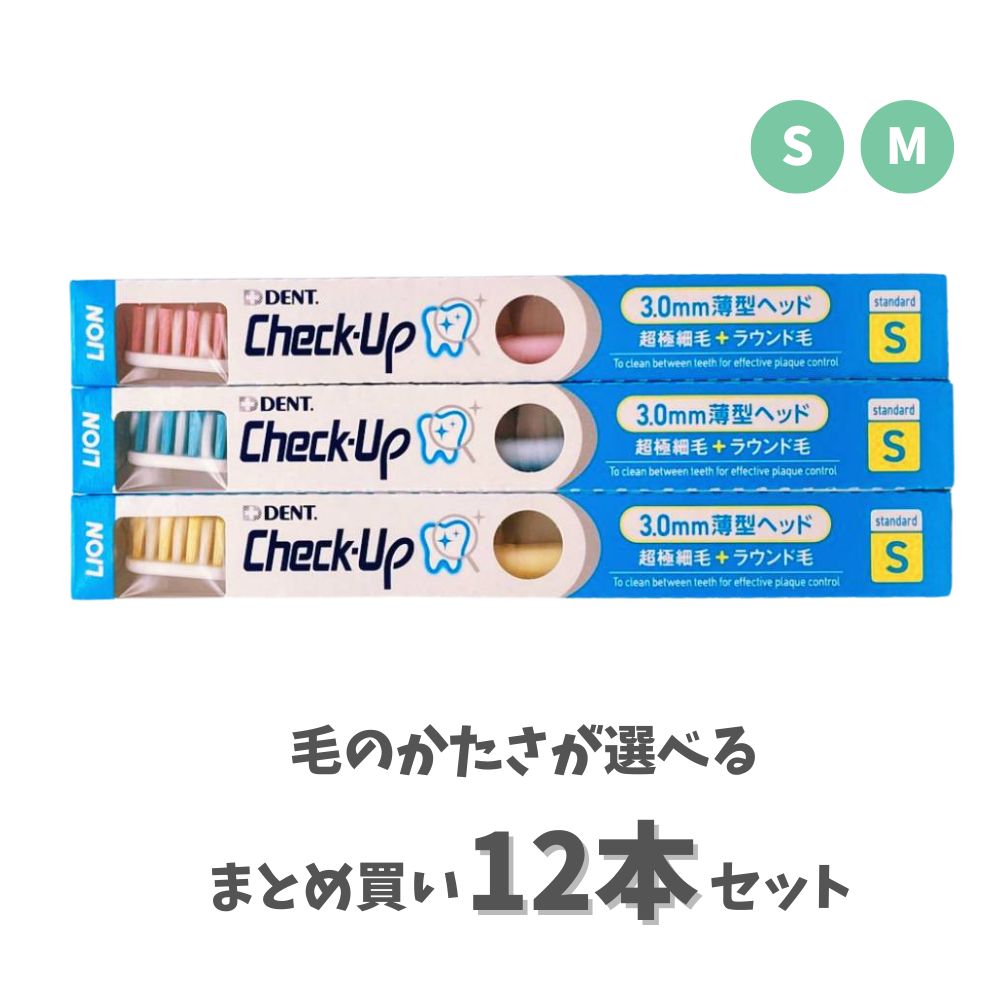 【ポイント10倍キャンペーン当店バナーよりエントリー必須】【かたさが選べる12本セット】ライオン チェックアップ 歯ブラシ スタンダード S/M LION Check-Up 薄型ヘッド 超極細毛 ラウンド毛 スリムネック