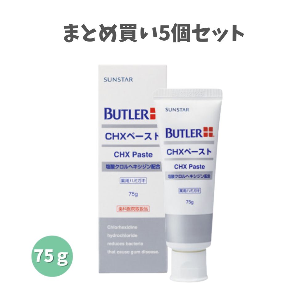 【ポイント10倍キャンペーン当店バナーよりエントリー必須】【まとめ買い5個セット】サンスター バトラー CHX ペースト 75g 長く磨ける 低発泡 低研磨 セルフデンタルケア