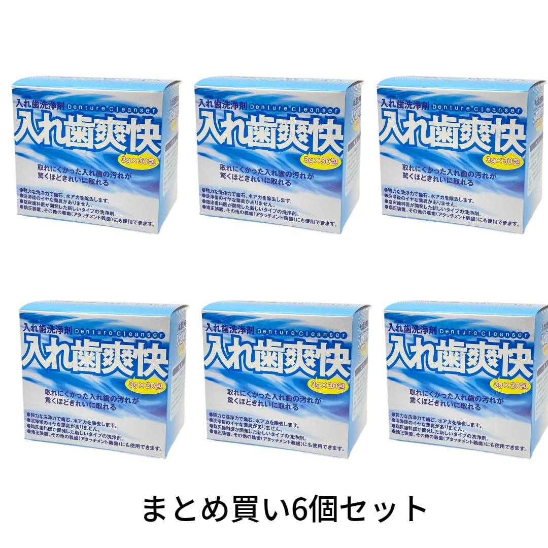 【ポイント10倍！！当店バナーよりエントリー必須5/9日20:00～5/16日1:59】【まとめ買い6個セット】【歯科技工所監修 歯科専売】入れ歯洗浄剤”入れ歯爽快（3g×30包） 6個セット 入れ歯洗浄剤 入れ歯爽快 部分入れ歯