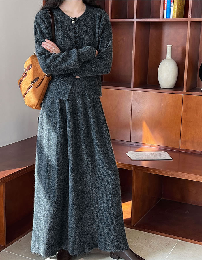 50枚限定【赤字覚悟】レディースセットアップ秋冬 レディース2点セット（カーディガン+スカート） 秋冬セーター ロングスカート ニットセットアップ 長袖セーター ゆるセットアップ 大人セットアップ 厚手 柔らかい エレガント おしゃれ 可愛い シルエット 通勤 デート