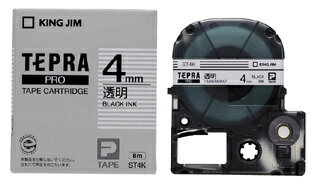 キングジム テプラPROテープカートリッジ 透明ラベル4mm幅 ST4K