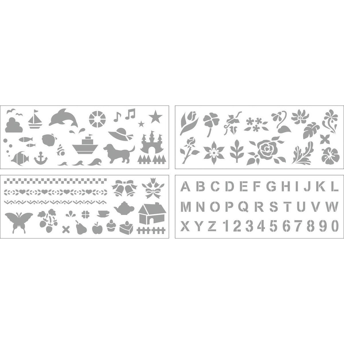 【11月25日24H限定★エントリーで全商品P10倍!】Artec(アーテック) ステンシル型紙4種セット #20746