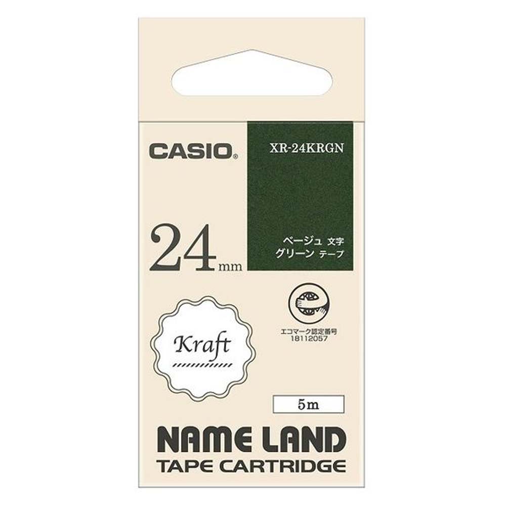 Casio （Nameland） - カシオ Casio ネームランドテープ クラフト グリーン 24mm XR-24KRGN ラベル 手書き