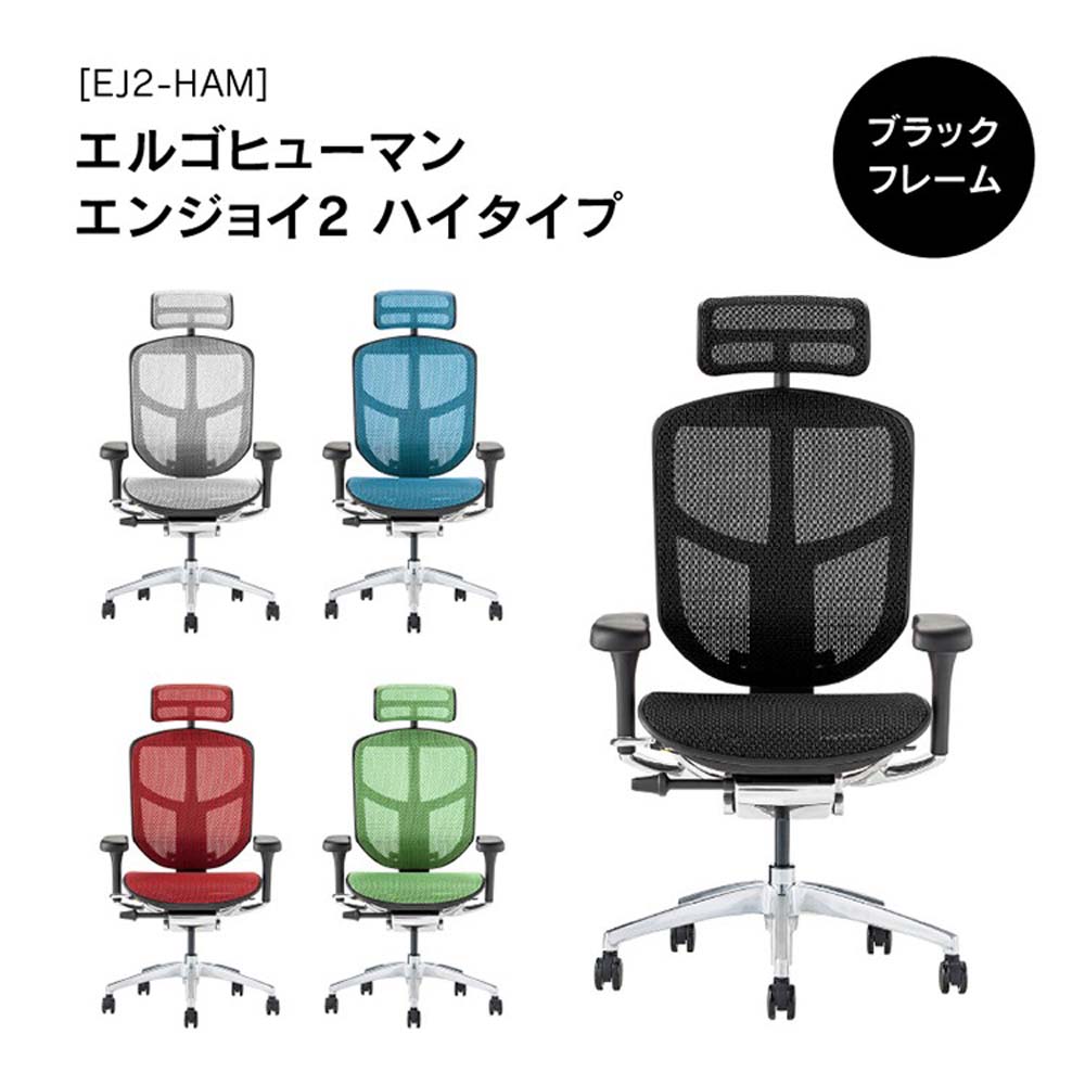 【6月4日20時-11日1時59分までエントリーで2点購入P5倍・3点以上でP10倍】関家具 エルゴヒューマン エンジョイ2 ハイタイプ ブラックフレーム EJ2-HAM-BF-WH ホワイト [2]