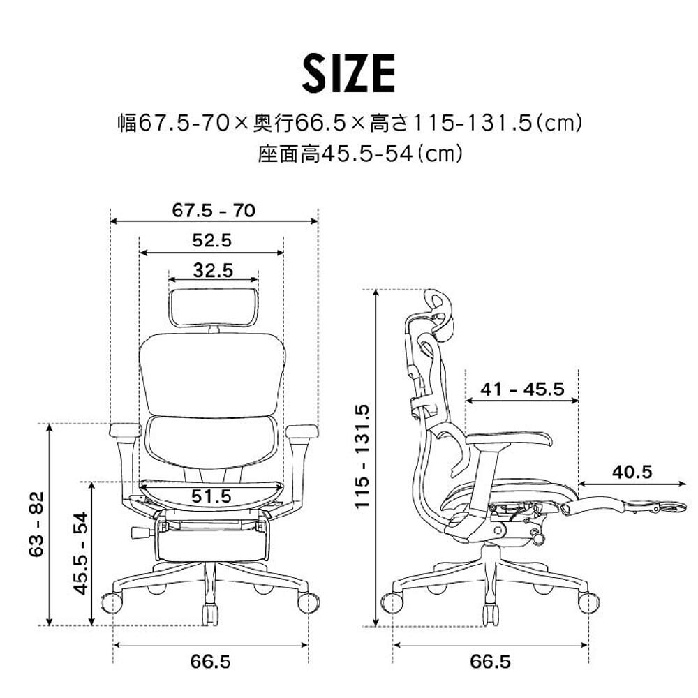 関家具 エルゴヒューマン プロ2 オットマン グレーフレーム EHP2-LPL-DR-GF-BK ブラック [3]