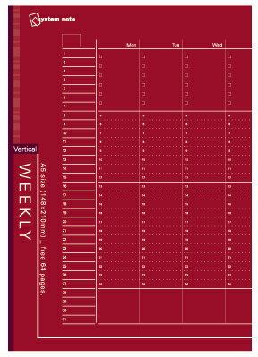 レイメイ藤井 システムノート用リフィル フリーウィークリースケジュール(バーチカル式) A5サイズ NT227