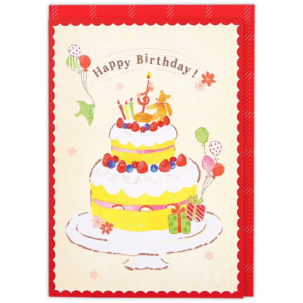 誕生祝い オルゴールカード 赤枠バースデーケーキ 2 815325 バースデイカード グリーティングカード 日本ホールマーク
