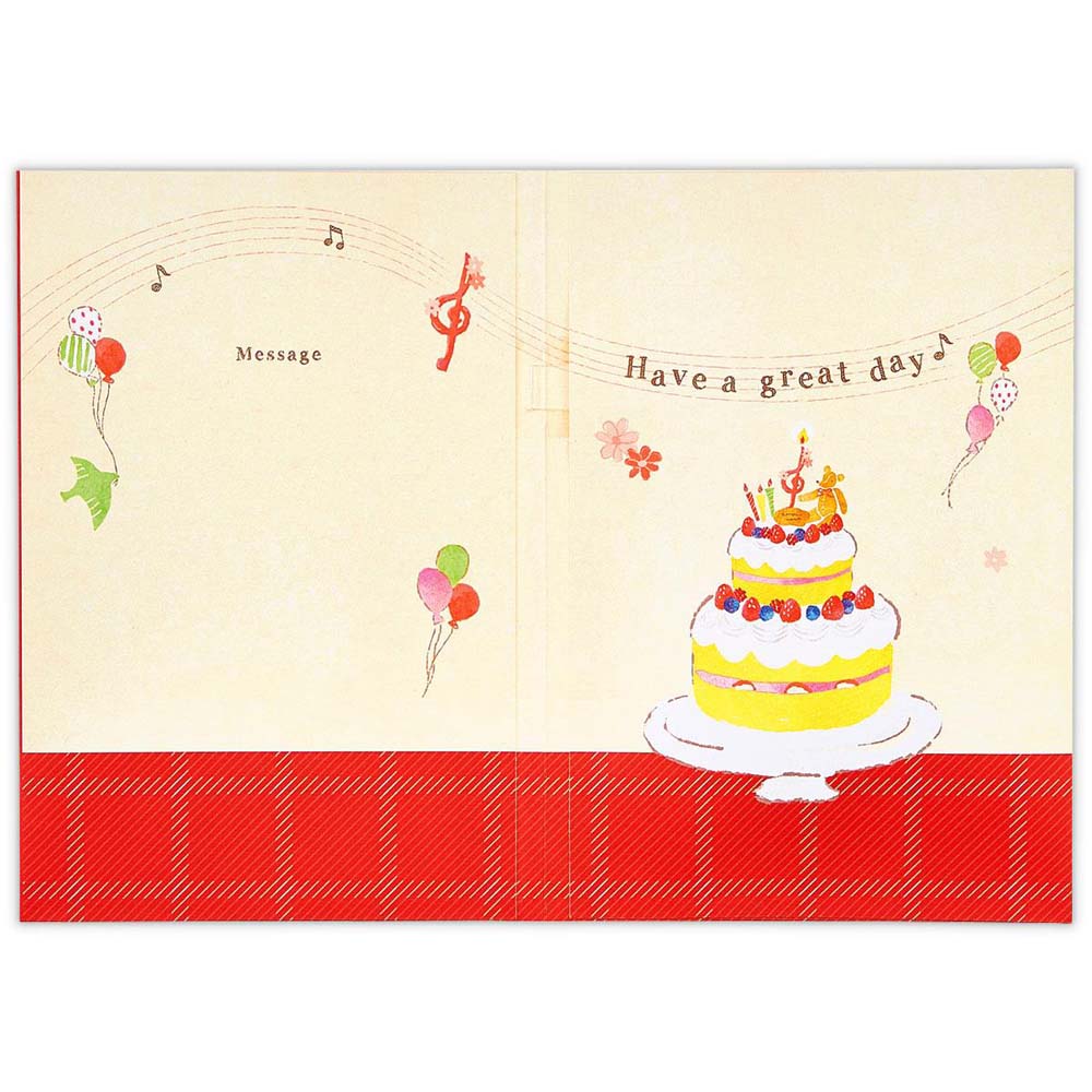 誕生祝い オルゴールカード 赤枠バースデーケーキ 2 815325 バースデイカード グリーティングカード 日本ホールマーク