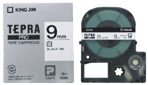 キングジム KING JIM TEPRA テプラ PRO テープカートリッジ 白ラベル 9mm 白 黒文字 SS9K