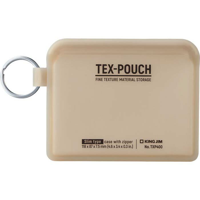 【6/1(土)-6/6(木)9:59迄！FLASH★COUPON 最大2,000円オフ】キングジム KINGJIM TEX－POUCH SLIM ベージュ TXP400ヘ- ポーチ アウトドア キャンプ 旅行 小物 まとめ 収納 ICカード 鍵 小銭 指輪 ネックレス アクセサリー 茶色 1