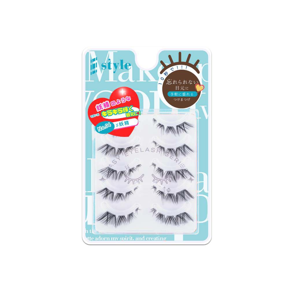 KORE シャープスタイル イージーアイラッシュ 04 5ペア EASY EYELASH SERIES 人気 つけまつげ 品質 透明芯 柔らかい ナチュラル 再利用可能