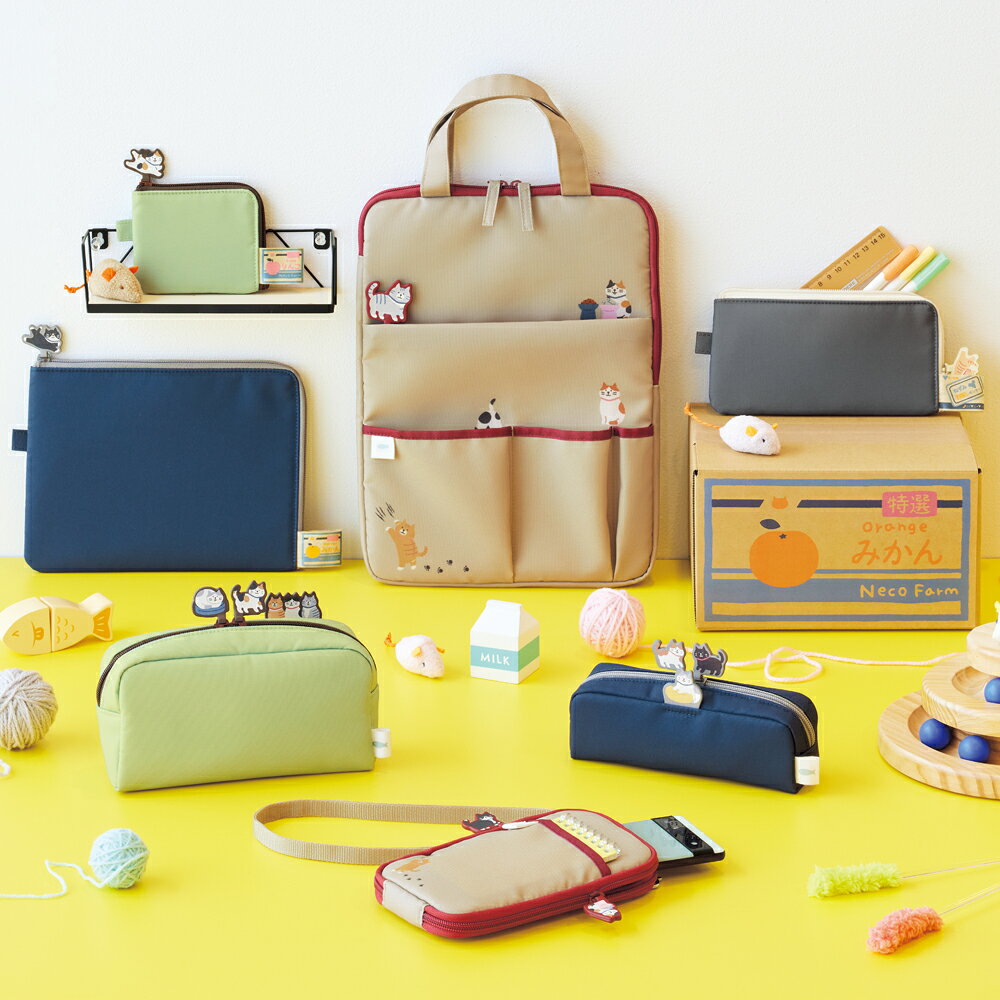 【7月19日20時-26日1時59分までエントリーで全商品ポイント10倍】LIHIT LAB.＜リヒトラブ＞ にゃんシーン ボックスペンポーチ L ピスタチオグリーン A2224-7 ペンケース 筆箱 小物入れ ネコ officeland-10422952 オフィスランド サンプル画像2