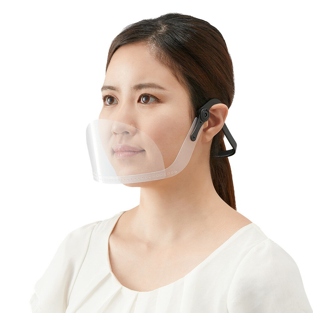 プラス PLUS マウスシールド ヘッドセット フレーム1個＋シールド3枚 FG-020M 89-541 フェイスガード face shield フェイスカバー 防護服 使い捨て マスク 接客