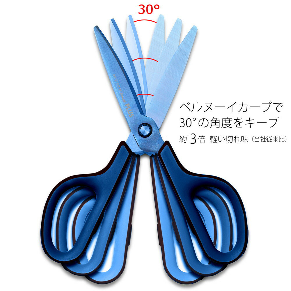 プラス(PLUS)はさみ フィットカットカーブ チタンコート チタンブルー SC-175ST　34-518