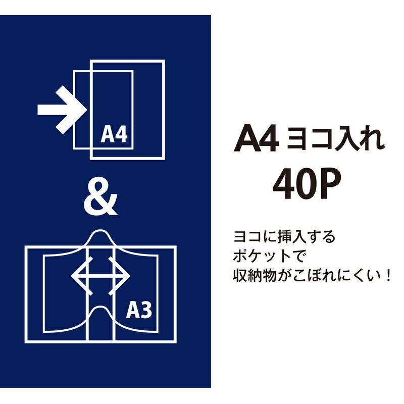 【4月4日20時-10日1時59分までエントリーで2点購入P5倍・3点以上でP10倍】プラス(PLUS)クリアーファイル スーパーエコノミー 20ポケット ヨコ入れ A4-S ネイビー FC-124SI　86-231