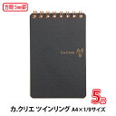 プラス(PLUS)メモ帳 ノート Ca.Crea (カ.クリエ) ツインリング A4X1/9 方眼 5mm罫 クロ RT-740GC 5冊パック 77-960