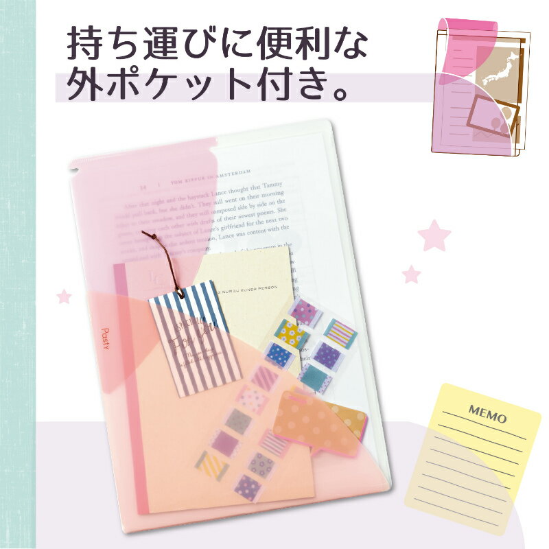 【4月4日20時-10日1時59分までエントリーで2点購入P5倍・3点以上でP10倍】プラス(PLUS)クリアーホルダー パスティ A4サイズ　FL-700P4　5冊セット　チェリーピンク　98-701