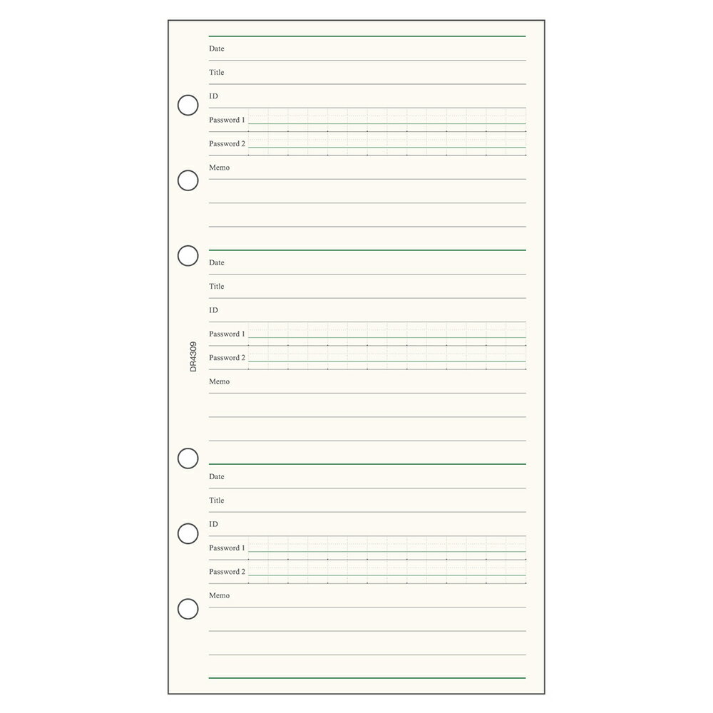 レイメイ藤井 raymay ダ・ヴィンチ リフィル 聖書サイズ ID&パスワード DR4309 管理 手帳 メモ 記録 仕事 学校 2