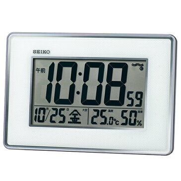 【メーカー欠品中 12月中旬入荷予定】セイコー 電波掛置兼用時計 SQ443S 高精度温湿度・カレンダー表示付 銀色メタリック