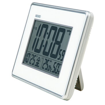 【メーカー欠品中 12月中旬入荷予定】セイコー 電波掛置兼用時計 SQ443S 高精度温湿度・カレンダー表示付 銀色メタリック