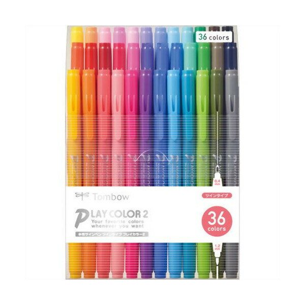 トンボ 鉛筆 Tombow 水性ペン プレイカラー2 PLAY COLOR2 36色 プレイカラー かわいい キュート カラフル ピンクが充実 ツインタイプ 細 太 文具 文房具 ステーショナリー 筆記具 GCB-013