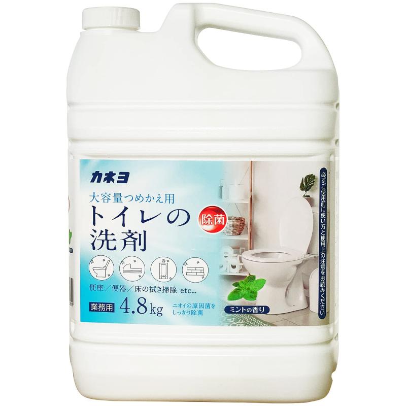 カネヨ石鹸大容量 トイレの洗剤 液体 業務用 ミントの香り 4.8kg コック付 日本製天然ペパーミントの香り。除菌もできるトイレ用洗剤です。