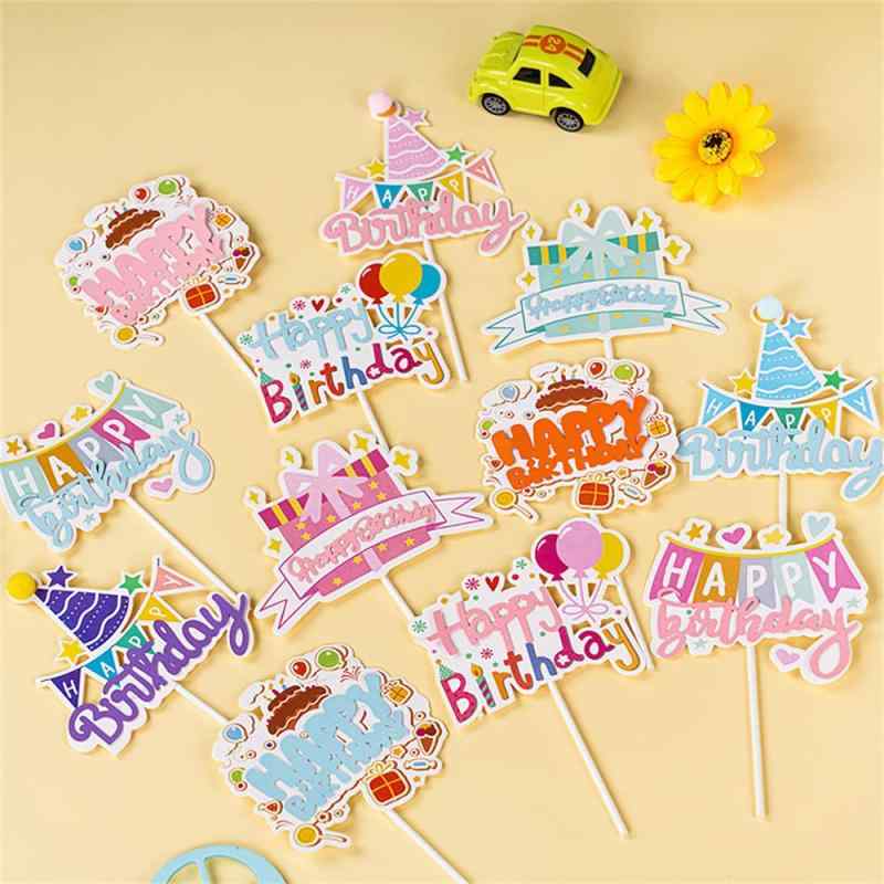 ケーキトッパー 誕生日 ケーキ飾り 10枚 ケーキピック ケーキデコレーション happy...