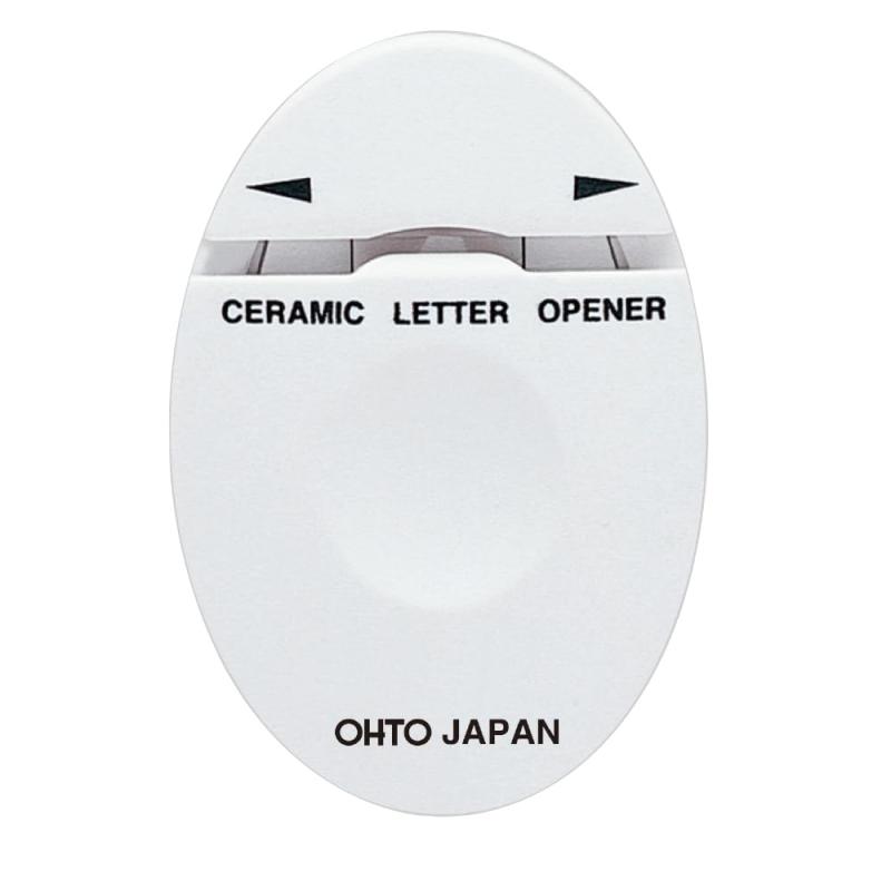 オート レターオープナー セラミックレターオープナー ホワイト CLO-A-WTセラミック刃を使用した、安全性の高いレターオープナー特長右利き左利きどちらの人にも使いやすい両側から使える両刃仕様仕様セラミック刃は耐久性 5倍。切り取らから切りくずがで本体サイズW36mm×H51mm×D9mm材質ABS樹脂 セラミック刃生産国日本