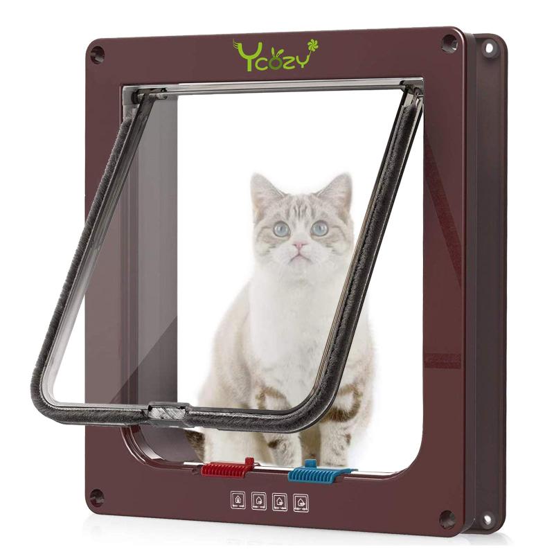 ペットドア 猫 出入り口 小型犬用 ドア 猫扉 4-way切替 ロック キャットドア 室内用 取り付け簡単 冷暖房対策