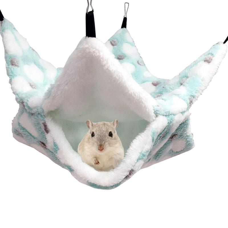 小動物用ハンモック ハムスター二重層 2サイズ：34*34cm/20*20cm小動物 ハンモック フェレット 保温 ふわふわ ペット ハンモック ハンモック 冬用 小動物 ケージ内装 取り付け簡単