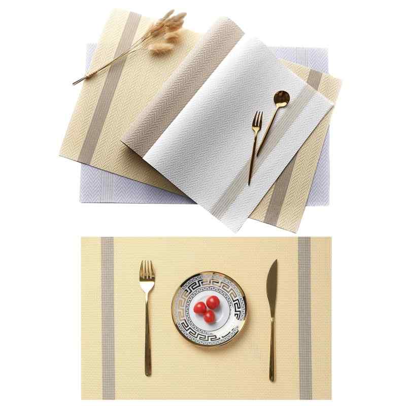 Rakuten - ランチョンマット 4枚セット リバーシブル 30×45cm 四角 PVC製 テーブルマット 食卓飾り 防汚 断熱 水洗いOK お手入れ 簡単 滑り止め 摩擦 耐える 華やか 雰囲気 プレースマット 家庭用
