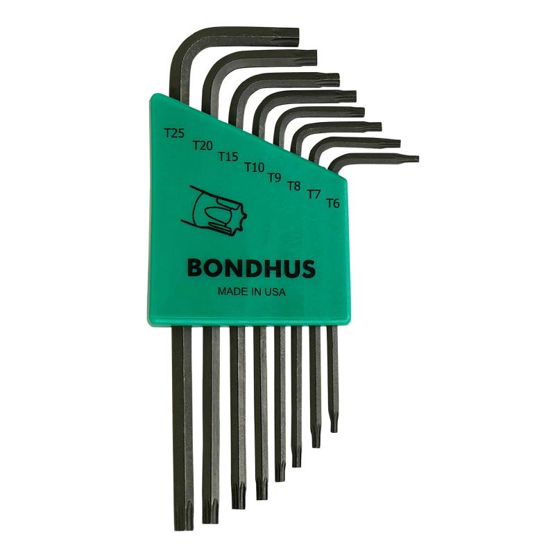 Made in USA アメリカ製 BONDHUS(ボンダス) トルクス®L-レンチ ロングセット 黒染め加工 8本組 (T6、T7、T8、T9、T10、T15、T20、T25) TLX8S No.31832