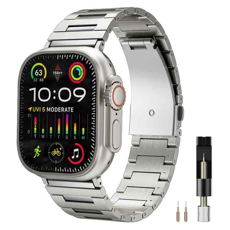 Rakuten - 高級チタンバンド コンパチブル Apple Watchチタンバンド 調節可能 ビジネス風 Ultra/Ultra 2同じ材質チタニウム金属 ステンレス 軽量快適 チタンベルト アップルウォッチUltra2/Ultra/9/8/7/6/5/4/3/2/1/