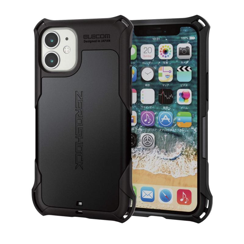 エレコム iPhone 12 mini ケース Qi充電対応 ハイブリッド ZEROCK 耐衝撃 スタンダード ブラック PM-A20AZEROBK
