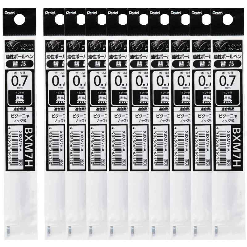 ぺんてる ボールペン替芯 ビクーニャ 0.7mm XBXM7H-A 黒 10本1本あたりサイズ幅 5mm ×奥行 3mm × 長さ 107mm1本あたり重さ0.9g材質軸=PP ペン先=ステンレスボール径0.7mm(細字)インキ色黒