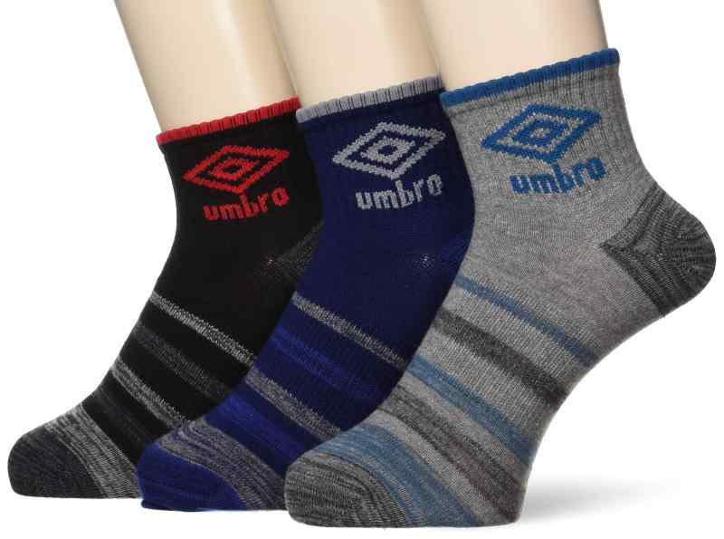 乐天商城 - UMBRO(アンブロ) ユニセックス大人 ショートソックス トレーニング デザイン 3足組 杢調 綿混 ショート丈 メンズ レディース ジュニア 男女兼用靴下