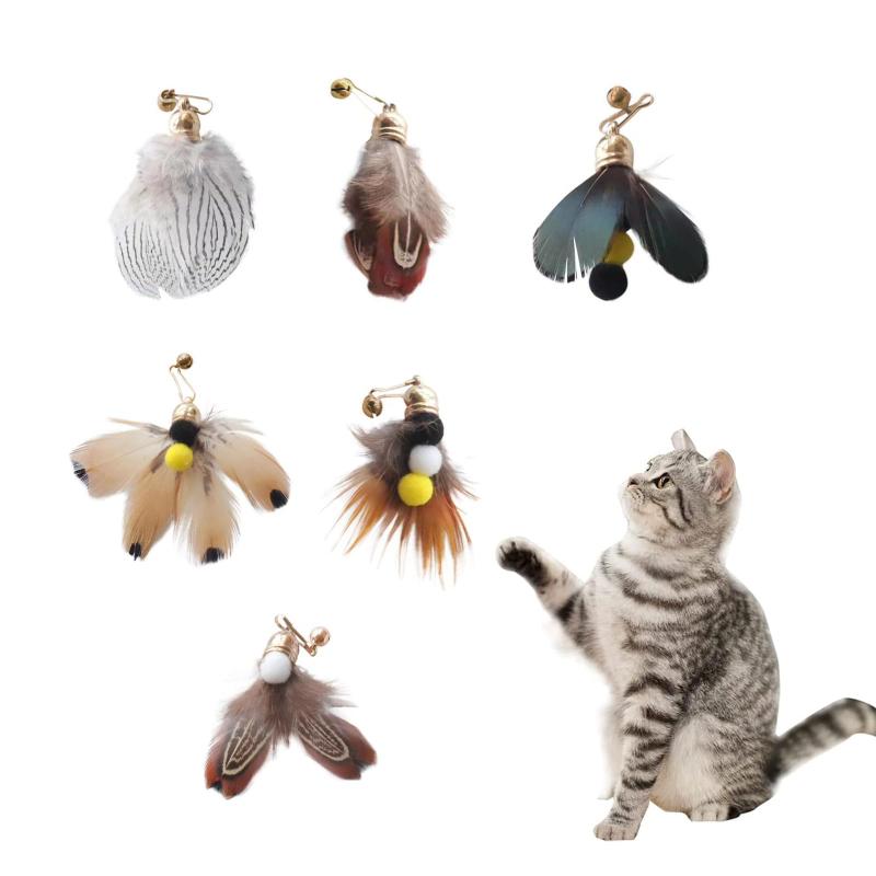 猫 おもちゃ 6点セット ねこ玩具 毛虫 蝶々 昆虫 猫じゃらし 交換用おもちゃ 猫遊び用品