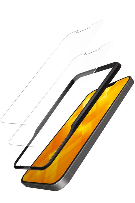 エレコム iPhone 16e / 14 / 13 / 13 Pro 強化 硬度10 指紋防止 自己吸着で貼りやすい エアーレス 飛散防止設計 2枚 / ガイド枠付き A22AFLGGW