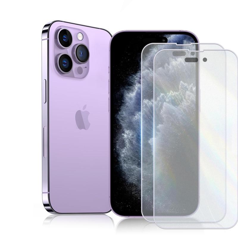 アンチグレア iphone 14 Pro ガラスフィルム アンチグレア iPhone14Pro フィルム さらさら アイフォン14Pro 保護フィルム サラサラ iPhone14 Pro 用 強化ガラス 画面保護 シート ノングレア/ゲーム『 対応機種 』iphone 14 Pro 用（6.1インチ対応）。携帯は端部のカーブがフィルム剥がれ、浮きの防止、スマホケース装着スペース確保のため、機器の曲面の縁にスペースを残すデザインとなっています。パッケージ内容 iPhone 14Pro ガラスフィルム * 2枚セット* 1枚セット。『アンチグレア』Fuxury独自の反射防止コーティングの加工で、ディスプレイの表面に太陽光や蛍光灯などの反射を抑えます。視認性を向上させて画面が見えやすくなり、目の負担を軽減できます。更にサラサラ手触りで指紋の跡が残りにくく、指のすべりが滑らかでゲームをするのに適しています。『スクラブ加工、サラサラ手触り、指紋防止』特殊加工のスクラブ保護フィルムは、指紋が目立ちにくくなって、油分や水分にも強く付着した水滴や汗、化粧品等簡単に拭き取ることが可能です。いつも美しくて清潔にスマホを守るフィルムです。新開発版、 独自のナノエッチング技術に基づいて指のスムーズさは普通のアンチグレアフィルムの二倍に達することができ、感触が最高の同時に、ゲームが好きな方にとって最もリアルなゲーム体験を満喫いただけます。『 高品質日本製素材 』日本製素材の採用、9Hの高い硬度で、カッタ一などの鋭利なものを当てたとしても損傷なく長く使えます。特殊な飛散防止設計により、万一割れてしまった際にもガラス片が飛散することなく、高い安全性を実現しています。高品質素材、傷や衝撃に強い、ケースと干渉せず 9H表面硬度ガラスを使用しております。スマートフォンがカバンの中で、鍵などの鋭いものにぶつかっても傷が付きにくく、あいふぉん14Proの画面をしっかり保護します。2.5Dラウンドエッジ加工が施されており頑丈でありながら、装着後もスマートフォンのデザインを損なわず、ケースとの相性も抜群です。
