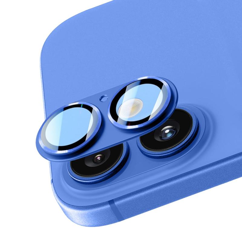 Rakuten - レンズ保護フィルム iPhone 16/16Plus用 カメラ保護カバーアルミ合金製 耐衝撃 一体感 AR高透過率 強化ガラス 16/16プラス カメラ保護 ケースに干渉なし フィット感よく 1枚（ブルー）
