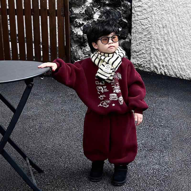 キッズ 秋冬 セットアップ 上下セット 柔らかい フリース ズボン 厚手 暖か かわいい 赤ちゃん 男の子 女の子 長袖 長ズボン 保育園 幼稚園 普段着