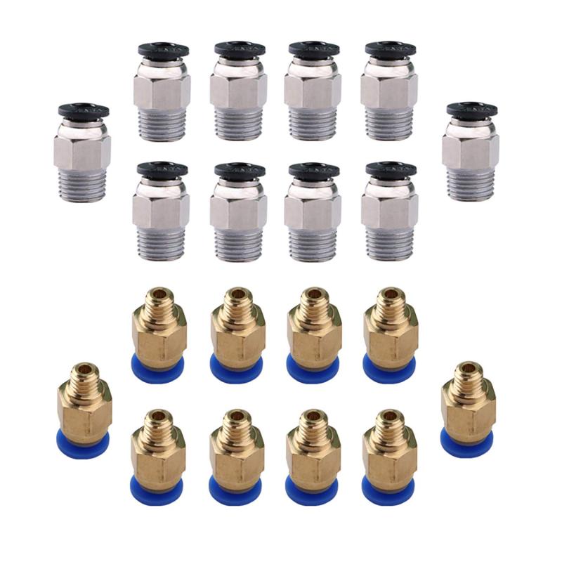 PC4-M6空気圧ストレートフィッティング(10個入)、PC4-M10ストレート空気圧フィッティング(10個入)、押出機用3Dプリンター用E3D-V6継手コネクター