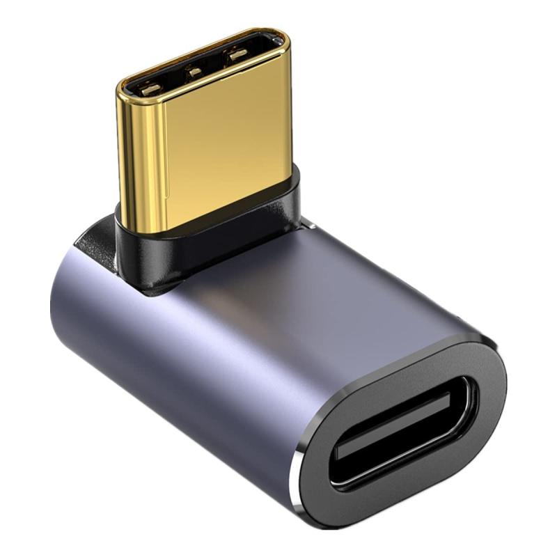 タイプC L字 USB C 変換アダプタ Type Cオスメス 90度 40Gbps高速転送 5A急速充電100W 8K@60Hz映像出力
