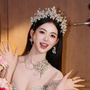ヘアアクセサリー レディース ブライダル 手作り クラウン ウェディング ヘッドドレス 水晶 ジルコニア 結婚式 パーティー 髪飾り 合金 電気メッキ加工 レト...