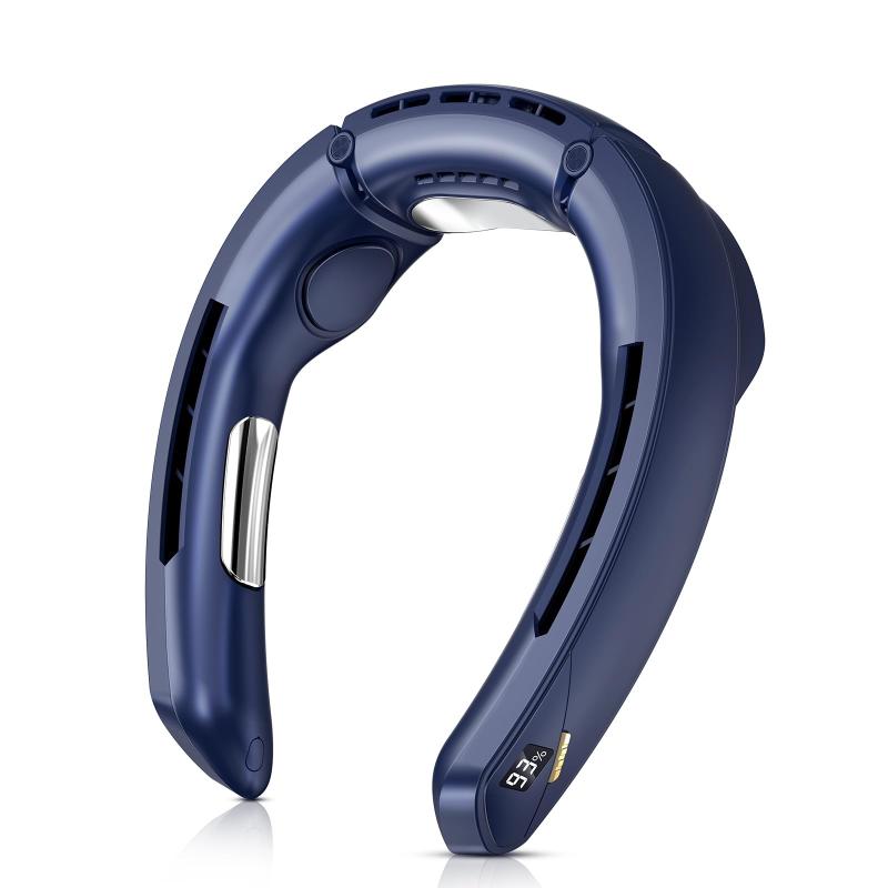 首掛け扇風機 ネッククーラー 携帯扇風機 扇風機 羽なし 風量100段階調節 冷却プレート LEDディスプレイ表示 ネックファン 軽量設計 4000大容量 Type-充電