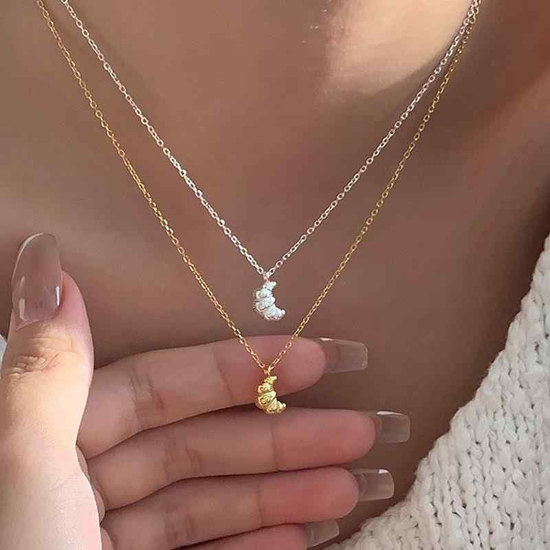 ネックレス レディース シルバー925 牛角パン ペンダント かわいい 韓国風 ファッション チョーカー 十..