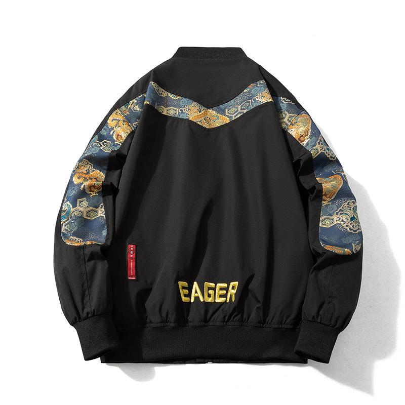 ジャケット 男性用 MA-1 ブルゾン 刺繡入り 野球服 スタジャン ドラゴン柄 中華風 ストリートファッシ..