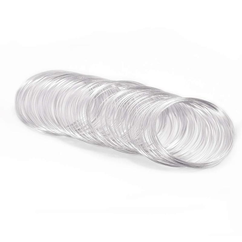 メモリーワイヤー 形状記憶ワイヤー シルバー 100ループ 線径0.6mm 直径6cm ブレスレット用 ステンレスワイヤー ビーズ アクセサリー製作 手芸用品